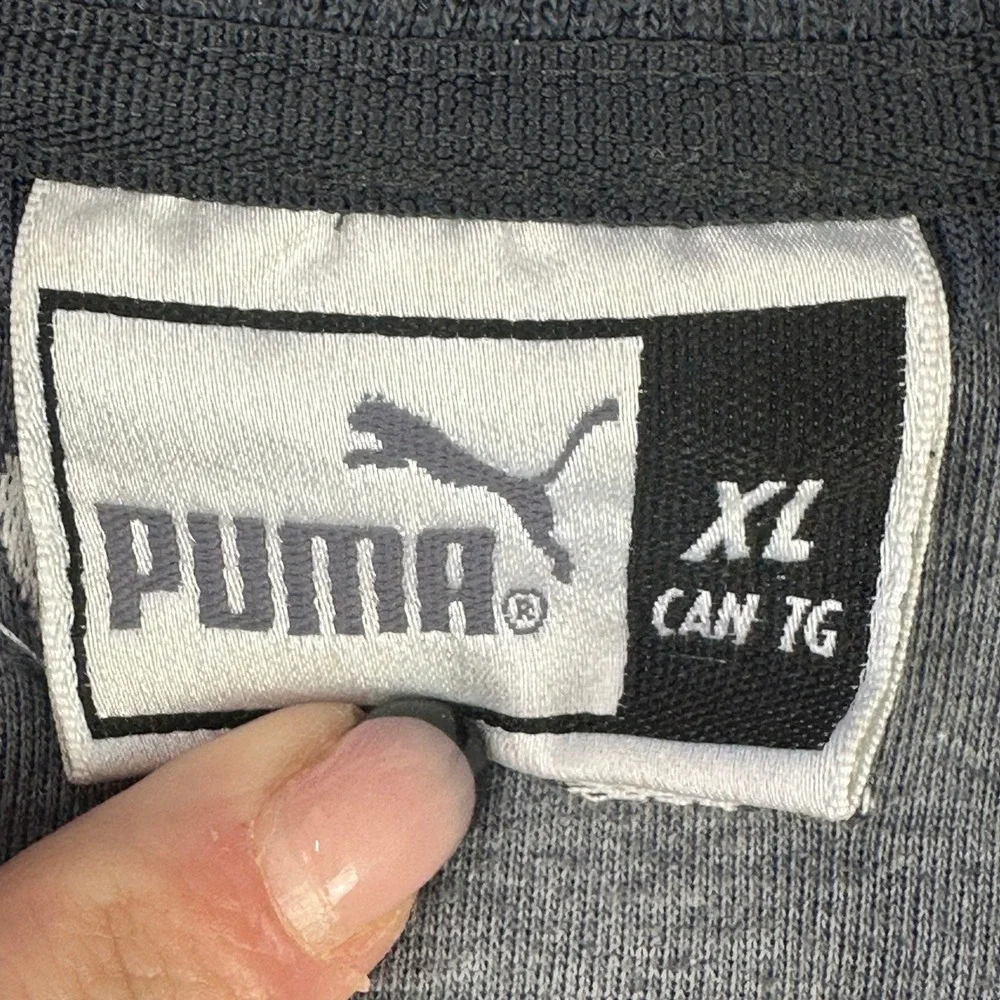 VTG Y2K Puma Track Jacket Mens XL Navy Blue Athletic Full Zip Striped Trim Logo‎